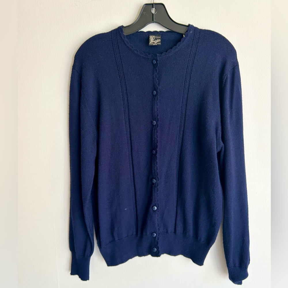 VINTAGE 70S MAPIER Italian Wool Knit Cardigan Old Money Luxury Academia Sz M - Picture 4 of 14